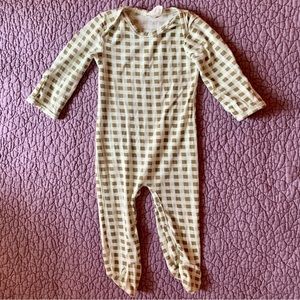 Kate Quinn Green/Olive/White Gingham Snap Footie Bodysuit 3-6M Modal Blend